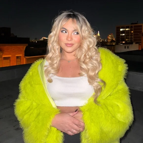 Neon Faux Fur Coat - Picture 2 of 4